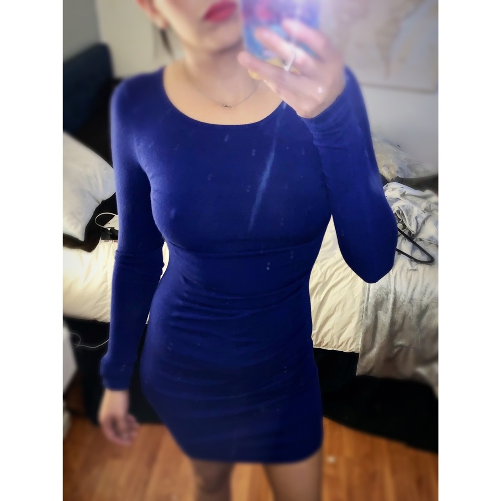 Long sleeve royal blue dress